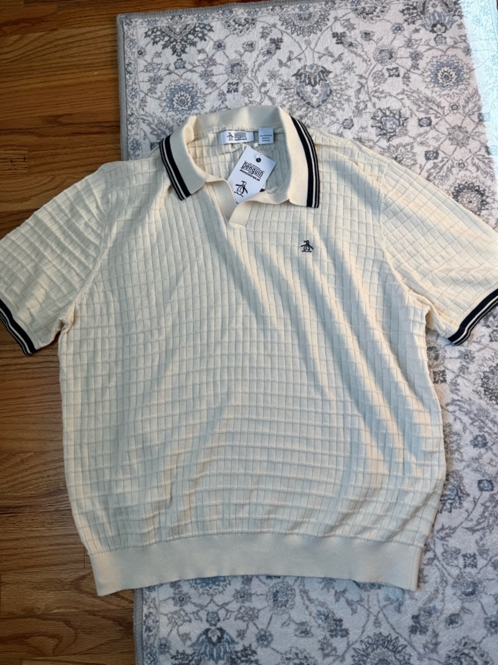 Original Penguin Cream Short-Sleeve Polo with Contrast Trim. Size XXL
